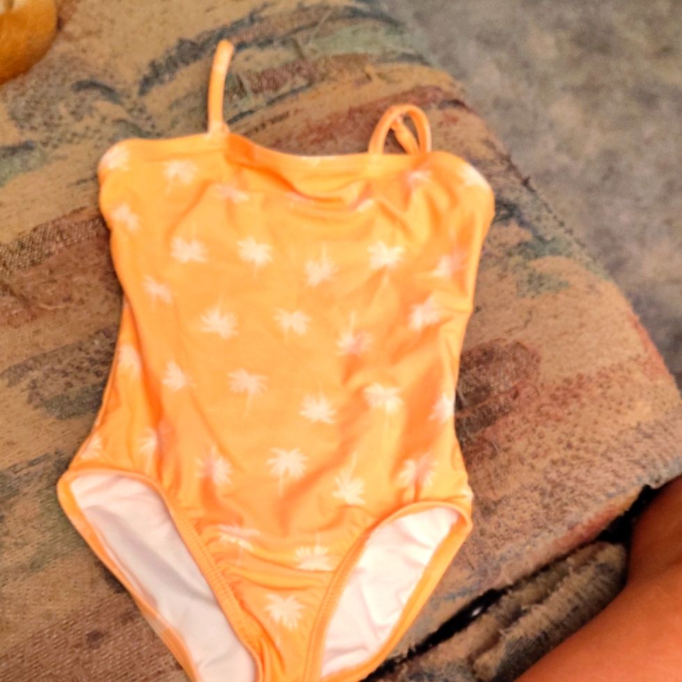 Orange Palm Tree Print Swimsuit Girls 5t New